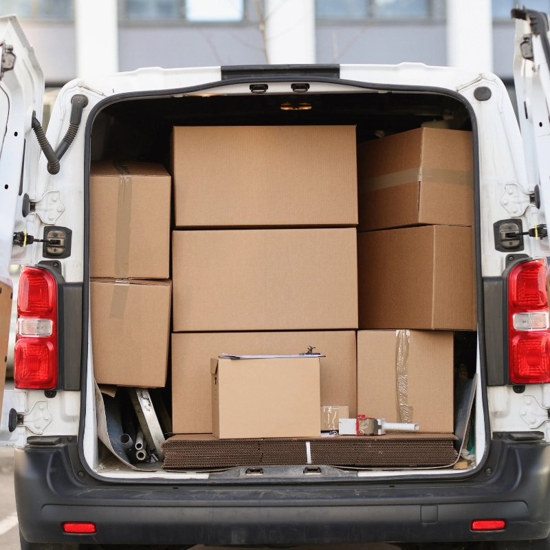 moving truck back opened full of cardboard boxes marietta ga opt